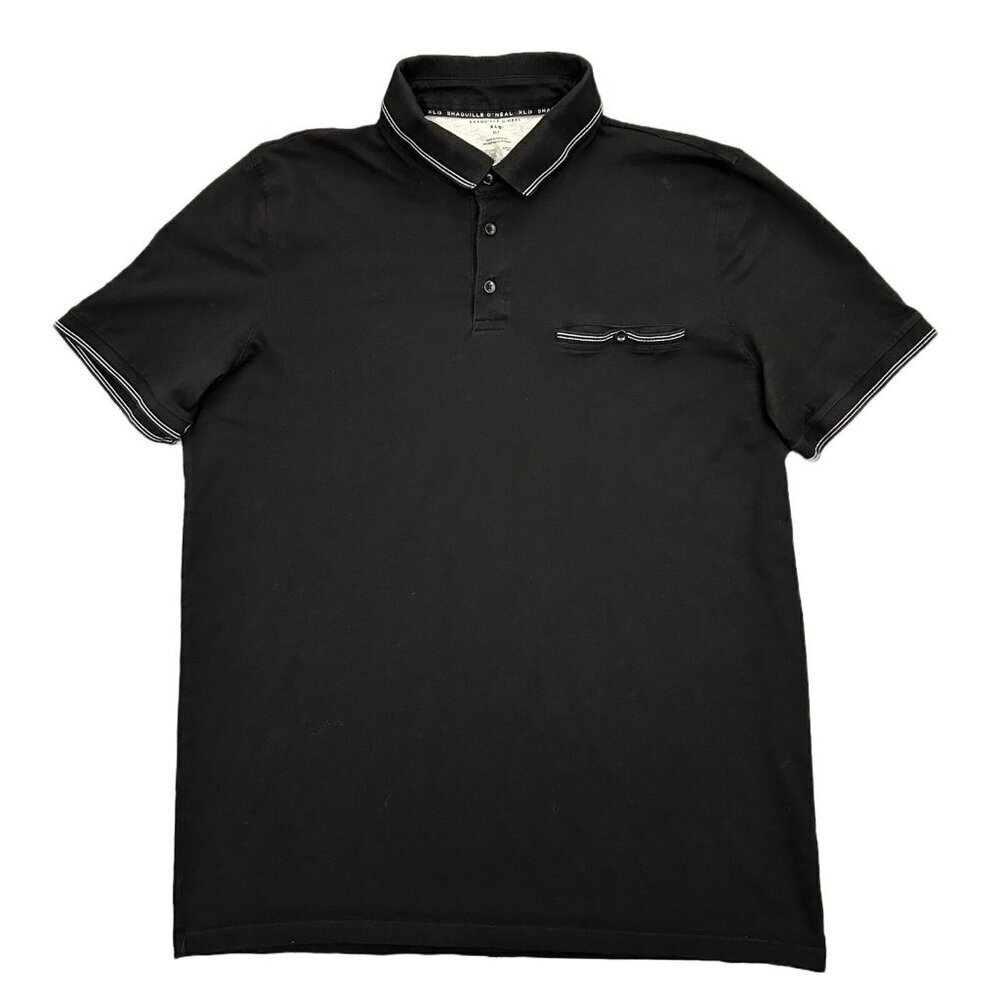 Shaquille O'Neal XLG Black Polo Shirt Big & Tall Size XLT Short Sleeves Stretch